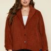 Plus Size Skies Are Blue | Skies Are Blue Plus Size Textured Knit Jacket Clothing Cognac Rust