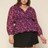 Plus Size Skies Are Blue | Skies Are Blue Clothing Plus Size Floral Swiss Dot Blouse Violet-Amber