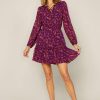 Clothing Skies Are Blue | Skies Are Blue Floral Swiss Dot Mini Dress Violet-Amber