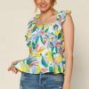 Clothing Skies Are Blue | Skies Are Blue New In Clothing Floral Peplum Ruffled Top Yellow Floral