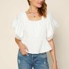 Clothing Skies Are Blue | Skies Are Blue Eyelet Square Neck Top White