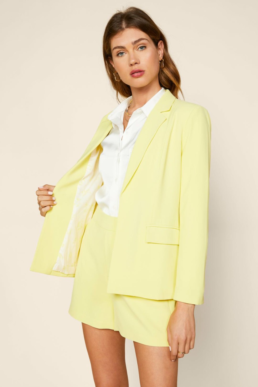 Clothing Skies Are Blue | Skies Are Blue Clothing Welt Pocket Blazer Sunny Lime