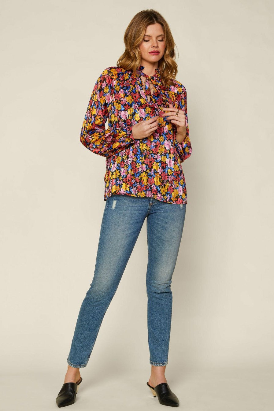 Clothing Skies Are Blue | Skies Are Blue Pleated Floral Print Blouse Multi Floral