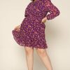 Plus Size Skies Are Blue | Skies Are Blue Clothing Plus Size Floral Swiss Dot Dress Violet-Amber