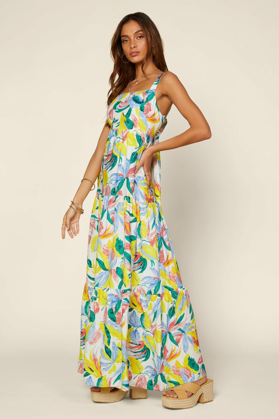 Clothing Skies Are Blue | Skies Are Blue Floral Tiered Maxi Dress New In Clothing Yellow Floral