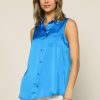 Clothing Skies Are Blue | Skies Are Blue New In Clothing Sleeveless Button Down Top Electric Blue