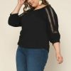 Plus Size Skies Are Blue | Skies Are Blue Plus Size Crochet Trim Knit Top Clothing Black