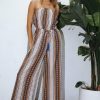 Clothing Skies Are Blue | Skies Are Blue Janet Wide Leg Jumpsuit Clothing Beige-Navy