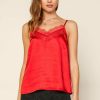 Clothing Skies Are Blue | Skies Are Blue Satin Lace Trimmed Cami Fiery Red