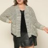 Plus Size Skies Are Blue | Skies Are Blue Plus Size Marled Knit Cardigan Cream-Black