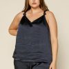 Plus Size Skies Are Blue | Skies Are Blue Clothing Plus Size Satin Knotted Strap Cami Navy