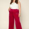 Plus Size Skies Are Blue | Skies Are Blue Clothing Plus Size Velvet Wide Leg Pants Magenta