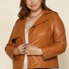 Clothing Skies Are Blue | Skies Are Blue Clothing Plus Size Vegan Leather Jacket Camel