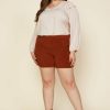 Clothing Skies Are Blue | Skies Are Blue Plus Size Textured Knit Shorts Clothing Cognac Rust