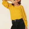 Clothing Skies Are Blue | Skies Are Blue Clothing Crochet Trim Knit Top Mustard