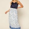 Clothing Skies Are Blue | Skies Are Blue Clothing Navy Botanical Midi Skirt Blue-Off White