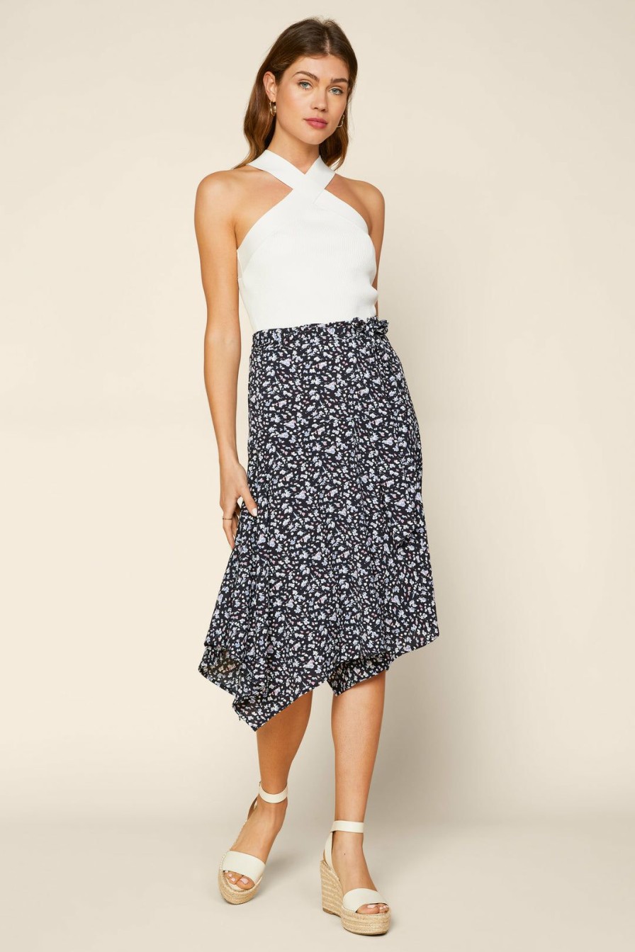 Clothing Skies Are Blue | Skies Are Blue Skirts Floral Handerkerchief Skirt Black-Lavender