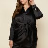 Plus Size Skies Are Blue | Skies Are Blue Plus Size Front Tie Satin Top Black