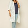 Plus Size Skies Are Blue | Skies Are Blue Clothing Plus Size Jacquard Fringe Duster White