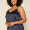 Plus Size Skies Are Blue | Skies Are Blue Plus Size Back String Detail Cami Clothing Navy