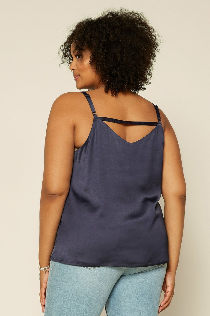 Plus Size Skies Are Blue | Skies Are Blue Plus Size Back String Detail Cami Clothing Navy