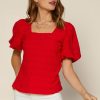 Clothing Skies Are Blue | Skies Are Blue Square Neck Top Clothing Red