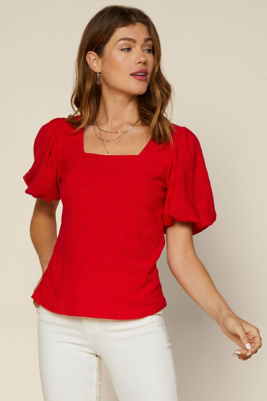 Clothing Skies Are Blue | Skies Are Blue Square Neck Top Clothing Red