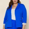 Plus Size Skies Are Blue | Skies Are Blue Plus Size Neon Welt Pocket Blazer Clothing Neon Blue