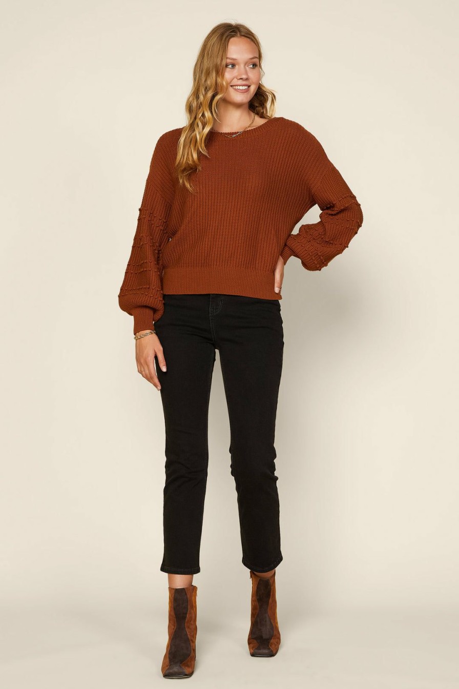 Clothing Skies Are Blue | Skies Are Blue Drop Shoulder Sweater Clothing Sienna Brown