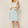 Clothing Skies Are Blue | Skies Are Blue New In Clothing Midi Denim Skirt Light Denim