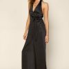 Clothing Skies Are Blue | Skies Are Blue Satin Halter Jumpsuit Jumpsuits Black