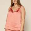 Plus Size Skies Are Blue | Skies Are Blue Clothing Plus Size Satin Knotted Strap Cami Rust