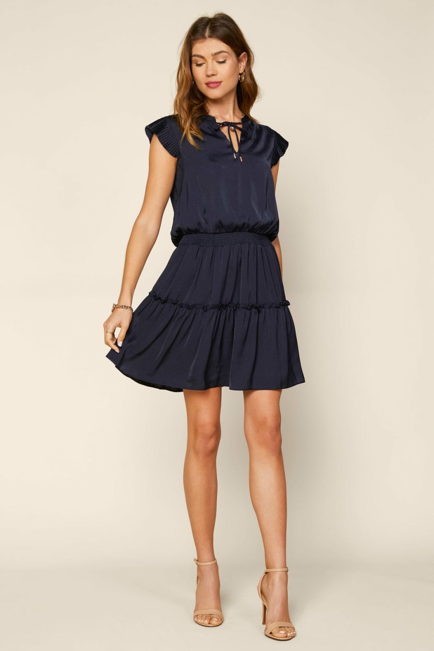 Clothing Skies Are Blue | Skies Are Blue Clothing Penelope Pleated Mini Dress Navy