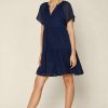 Clothing Skies Are Blue | Skies Are Blue New In Clothing Textured Babydoll Dress Navy