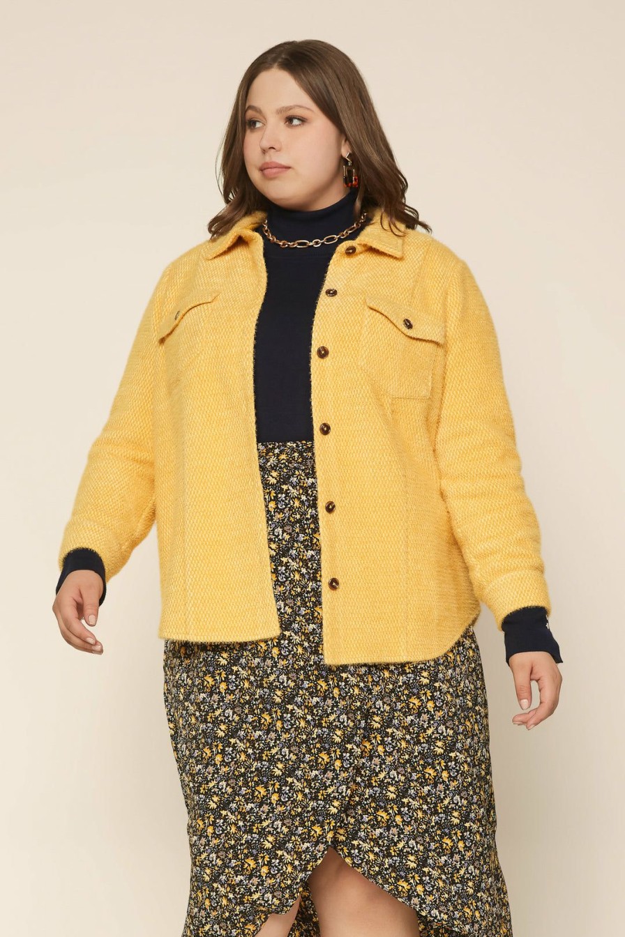 Plus Size Skies Are Blue | Skies Are Blue Plus Size Myra Button Down Shacket Clothing Honey Gold