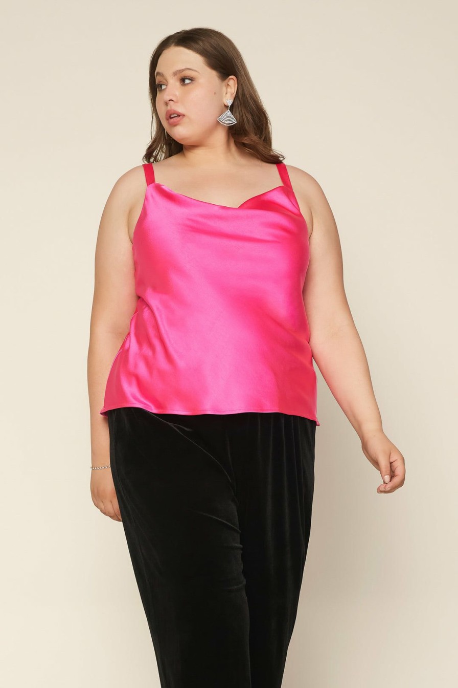 Plus Size Skies Are Blue | Skies Are Blue Plus Size Cowl Neck Cami Clothing Hot Pink