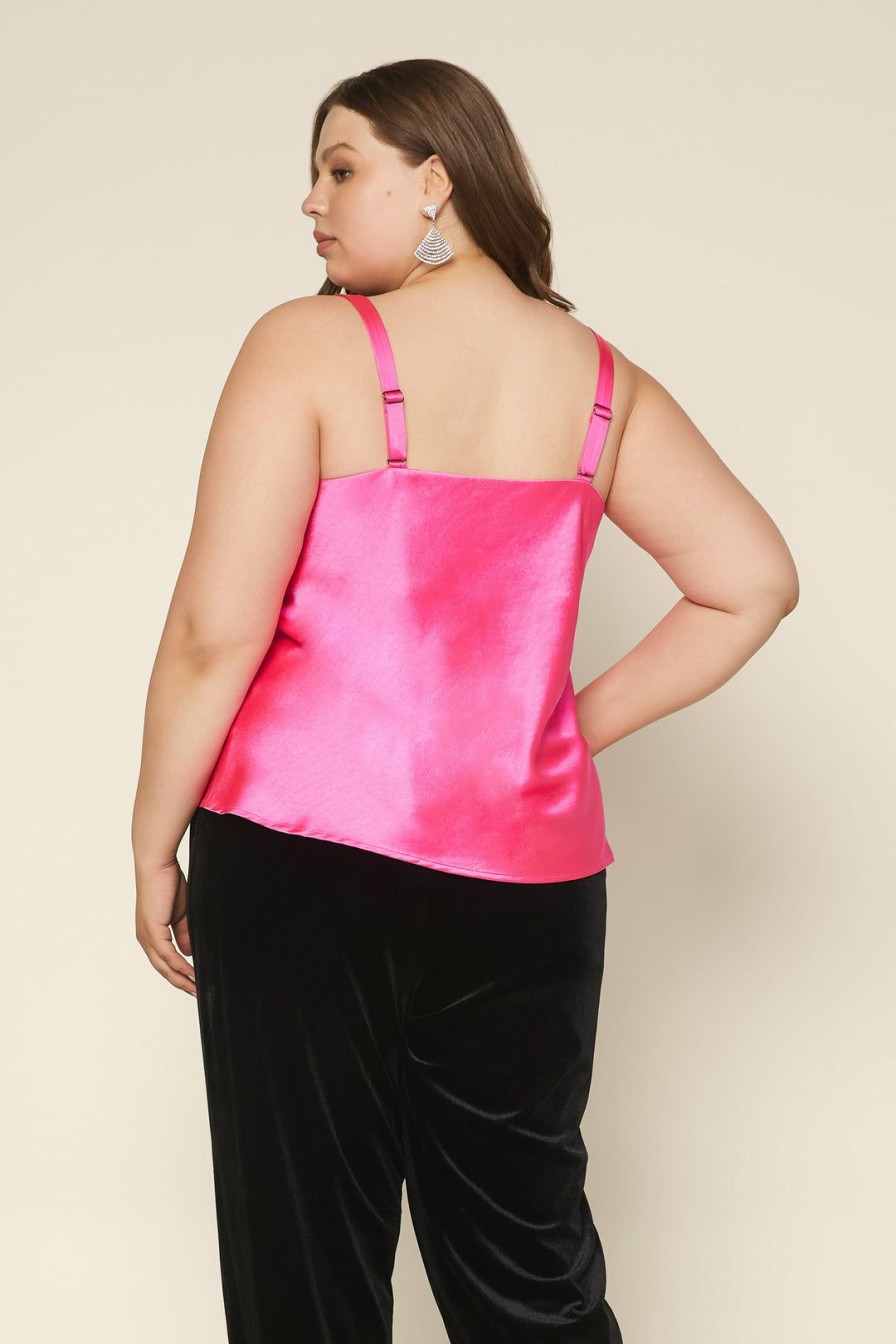 Plus Size Skies Are Blue | Skies Are Blue Plus Size Cowl Neck Cami Clothing Hot Pink