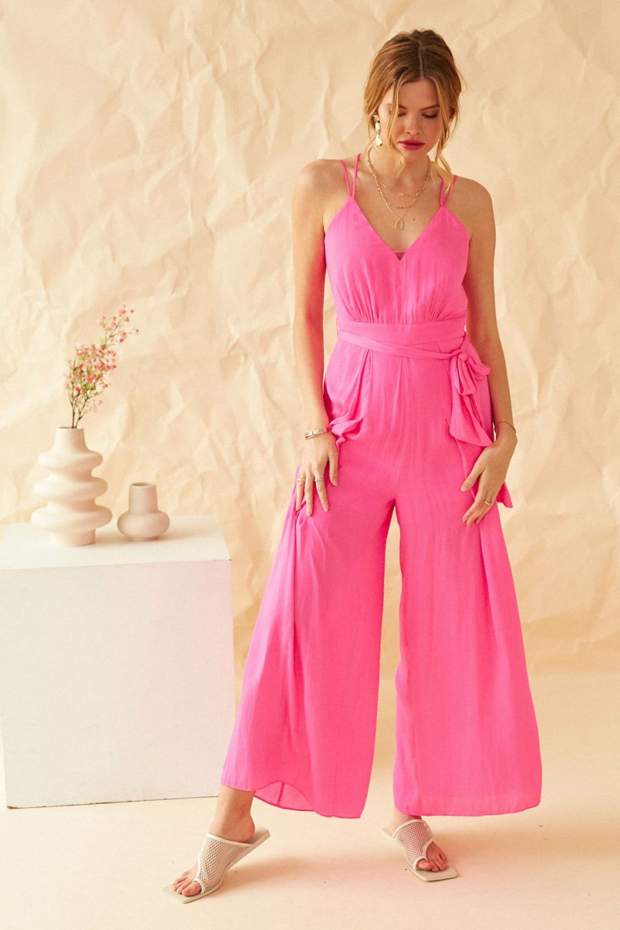 Clothing Skies Are Blue | Skies Are Blue Jumpsuits Milia Flowy Sleeveless Jumpsuit Pink Bubblegum