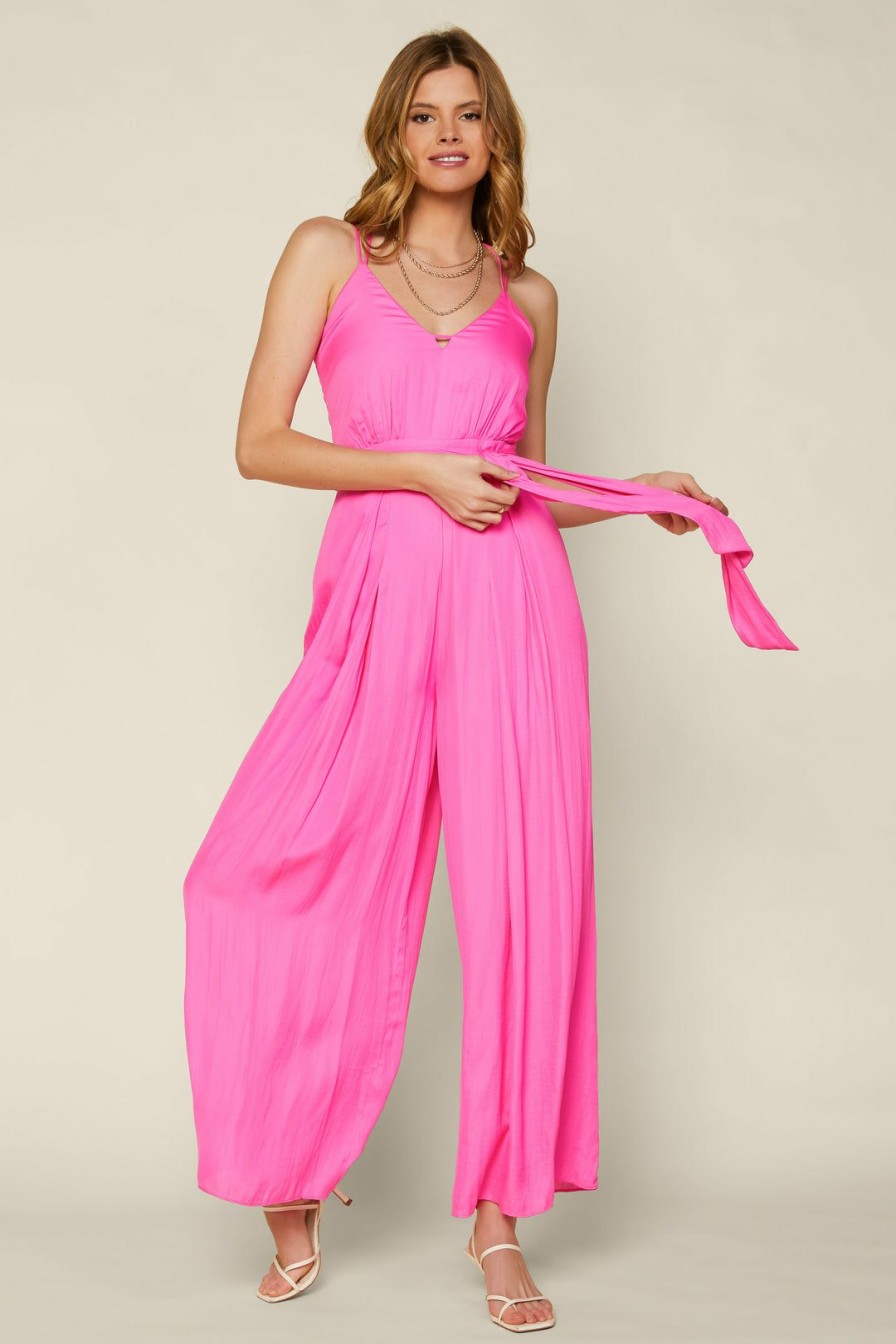 Clothing Skies Are Blue | Skies Are Blue Jumpsuits Milia Flowy Sleeveless Jumpsuit Pink Bubblegum