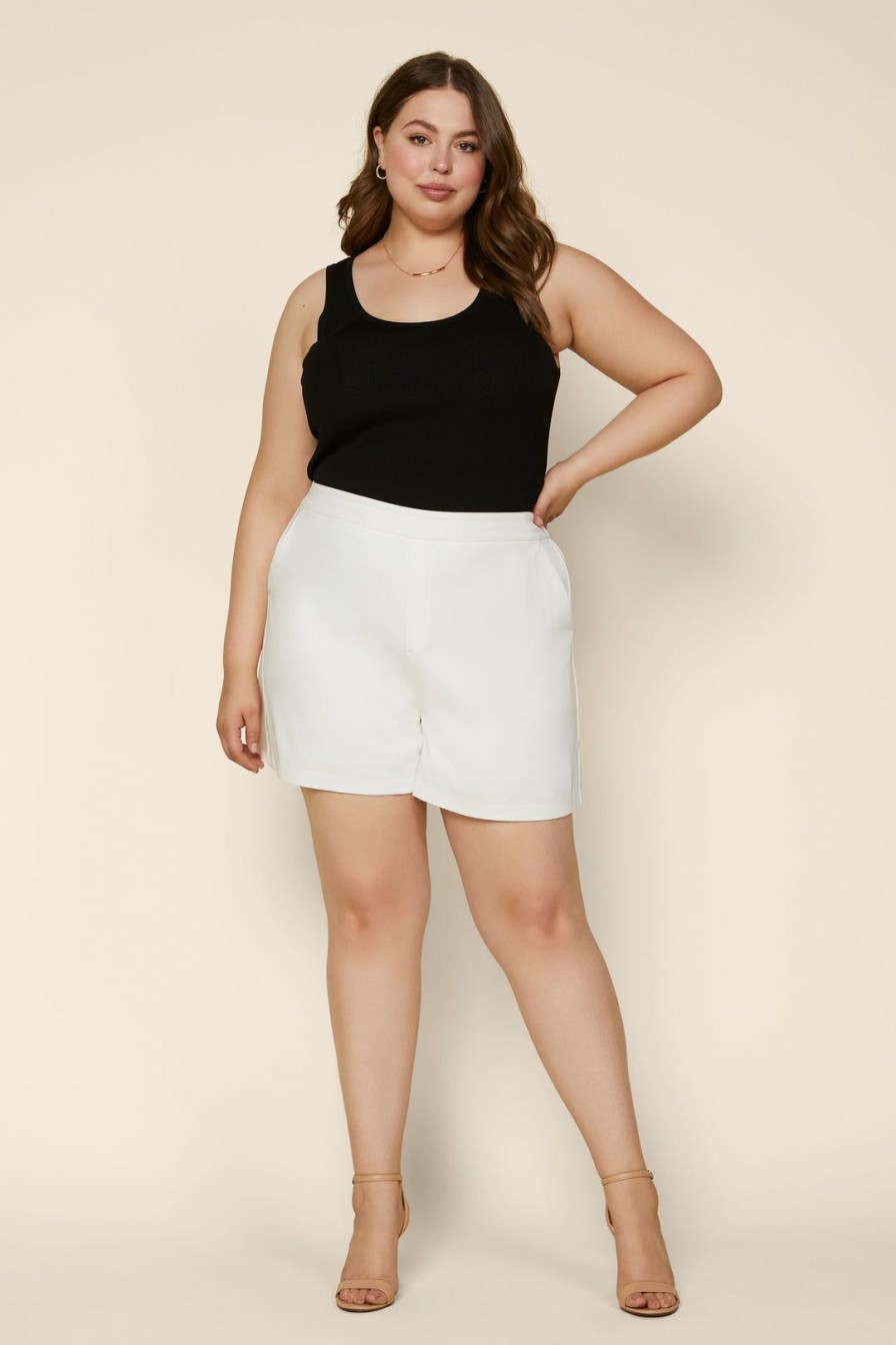 Plus Size Skies Are Blue | Skies Are Blue Plus Size Structured High Waisted Shorts White