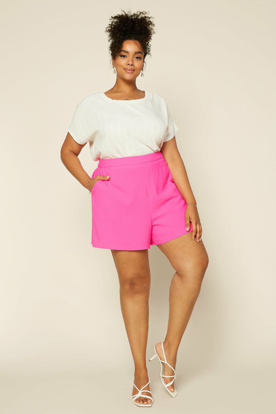 Plus Size Skies Are Blue | Skies Are Blue Clothing Plus Size Neon Structured Shorts Ultra Pink