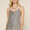 Clothing Skies Are Blue | Skies Are Blue Metallic Cowl Neck Cami Silver