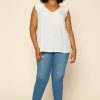 Plus Size Skies Are Blue | Skies Are Blue Plus Size Pleated Shoulder Top White