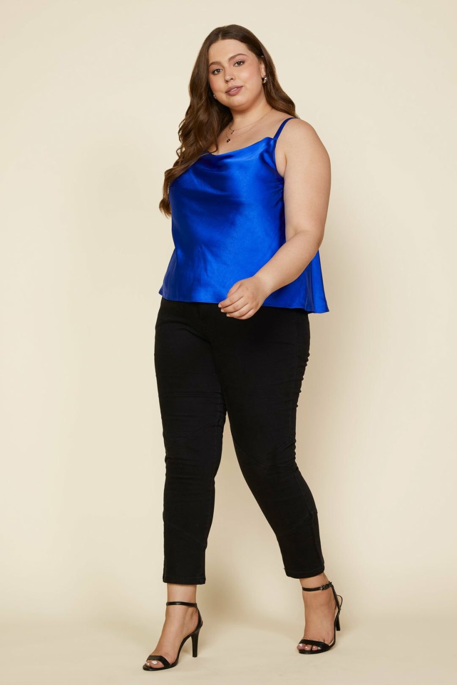 Plus Size Skies Are Blue | Skies Are Blue Plus Size Cowl Neck Cami Cobalt