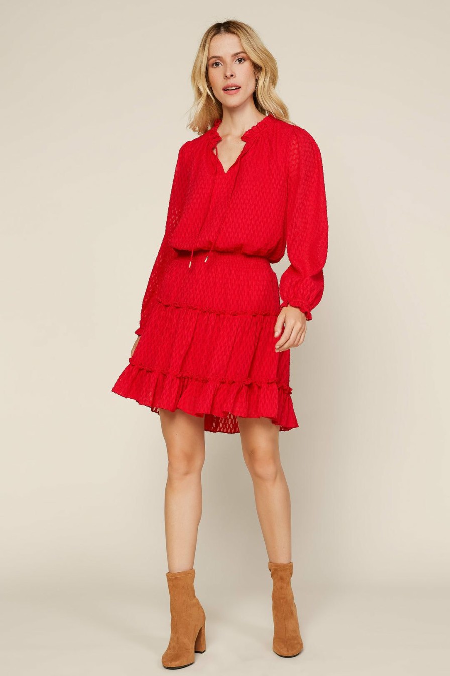 Clothing Skies Are Blue | Skies Are Blue Clothing Ruffled Sleeve Mini Dress Red