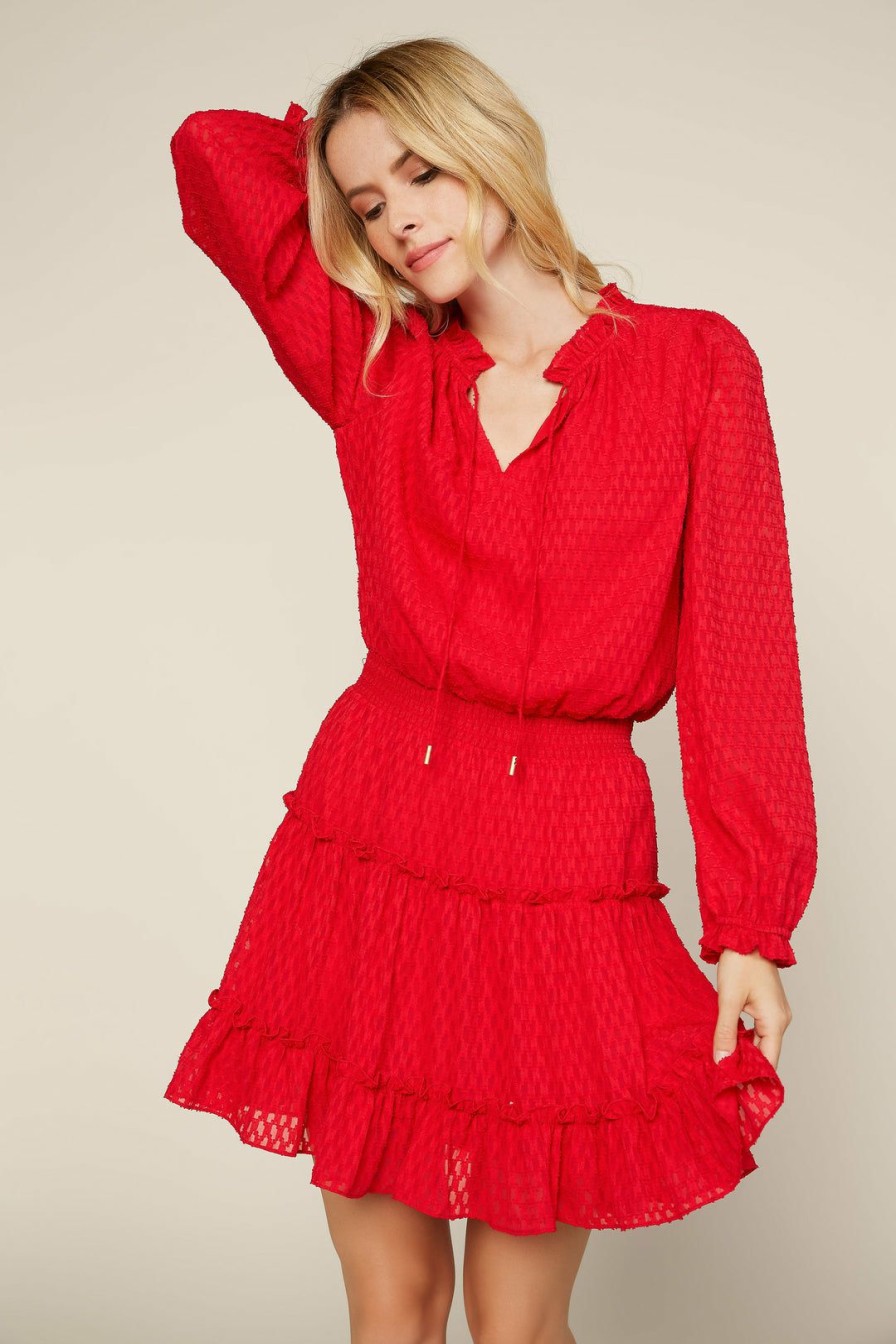 Clothing Skies Are Blue | Skies Are Blue Clothing Ruffled Sleeve Mini Dress Red