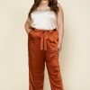 Clothing Skies Are Blue | Skies Are Blue Plus Size Wide Leg Satin Pants Clothing Rust