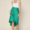 Clothing Skies Are Blue | Skies Are Blue High Low Satin Midi Skirt Kelly-Green