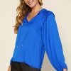 Clothing Skies Are Blue | Skies Are Blue Long Sleeve Smocked Top Cobalt