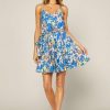 Clothing Skies Are Blue | Skies Are Blue Floral Print Mini Dress New In Clothing Blue White Floral